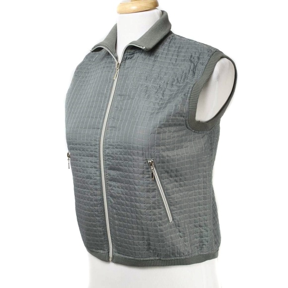 🍍SANDY ELLIOTT Blue-Gray Quilted Full Zip Vest - Picture 2 of 7